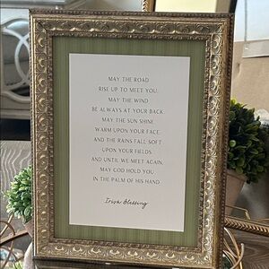 NEW! Elegant Vintage Inspired Irish ☘️ Blessing Prayer Ornate Gold Frame